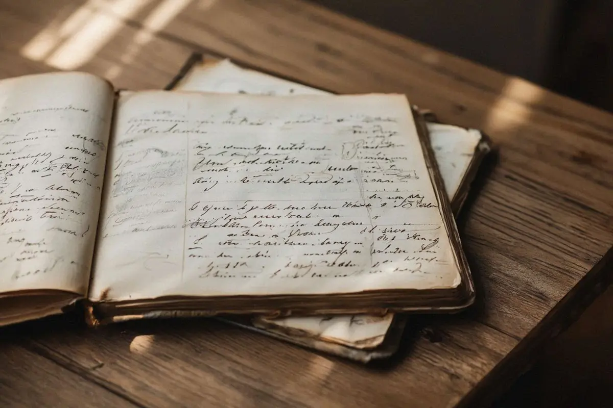 Close-up of handwritten recipe pages from the early 20th century